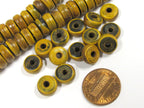 20 BEADS - Rondelle disc shape recycled cattle horn bone beads from Nepal 10 mm - ML028B