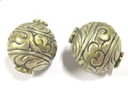1 BEAD - Beautiful large Tibetan silver floral design oval shape beads 19 - 20 mm - BD802