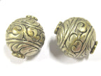 1 BEAD - Beautiful large Tibetan silver floral design oval shape beads 19 - 20 mm - BD802