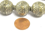 1 BEAD - Beautiful large Tibetan silver floral design oval shape beads 19 - 20 mm - BD802