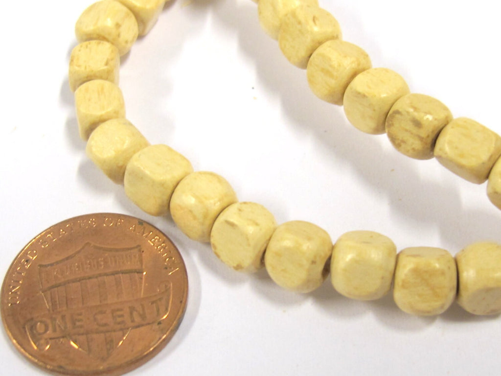 1 Strand - Cream color wood cubes beads 6 mm - 16 inches - NB140