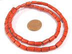 1 Full strand - Red color wood tube beads 16 inches - NB142