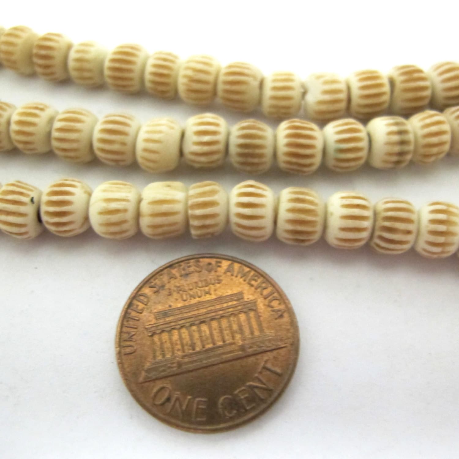 1 Full strand bone beads - 15 inches Ethnic nepalese ivory color rondelle bone beads - BD808B
