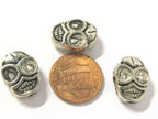 4 Beads - Reversible antiqued silver tone metal skull beads - BD293A