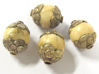 1 Bead - Tibetan silver antiqued floral capped Tribal naga conch shell bead - CH061