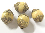 1 Bead - Tibetan silver antiqued floral capped Tribal naga conch shell bead - CH061