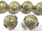 1 BEAD - Beautiful large Tibetan silver floral design oval shape beads 19 - 20 mm - BD802