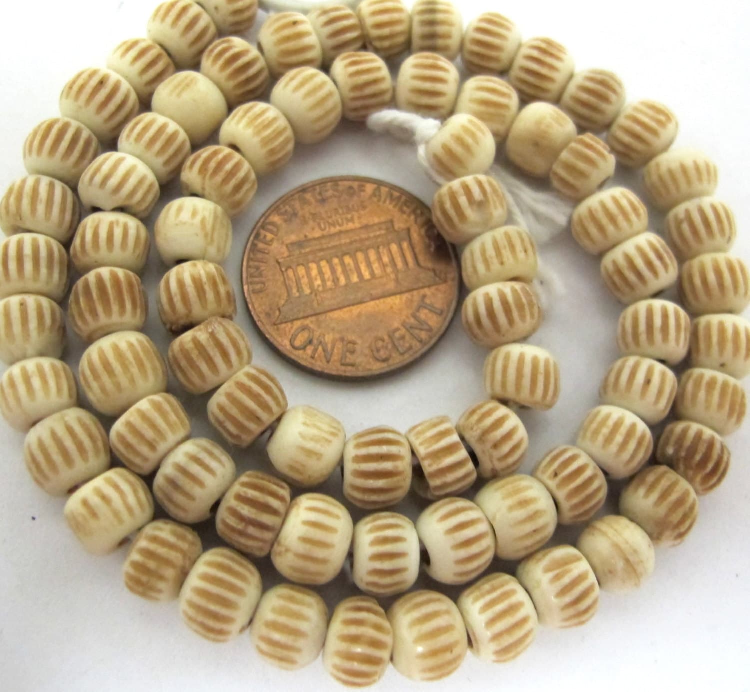 1 Full strand bone beads - 15 inches Ethnic nepalese ivory color rondelle bone beads - BD808B