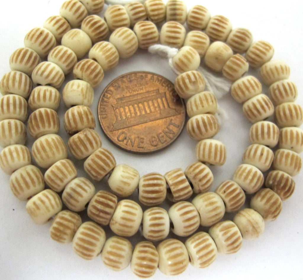 1 Full strand bone beads - 15 inches Ethnic nepalese cream color rondelle recycled cattle bone beads - BD808B