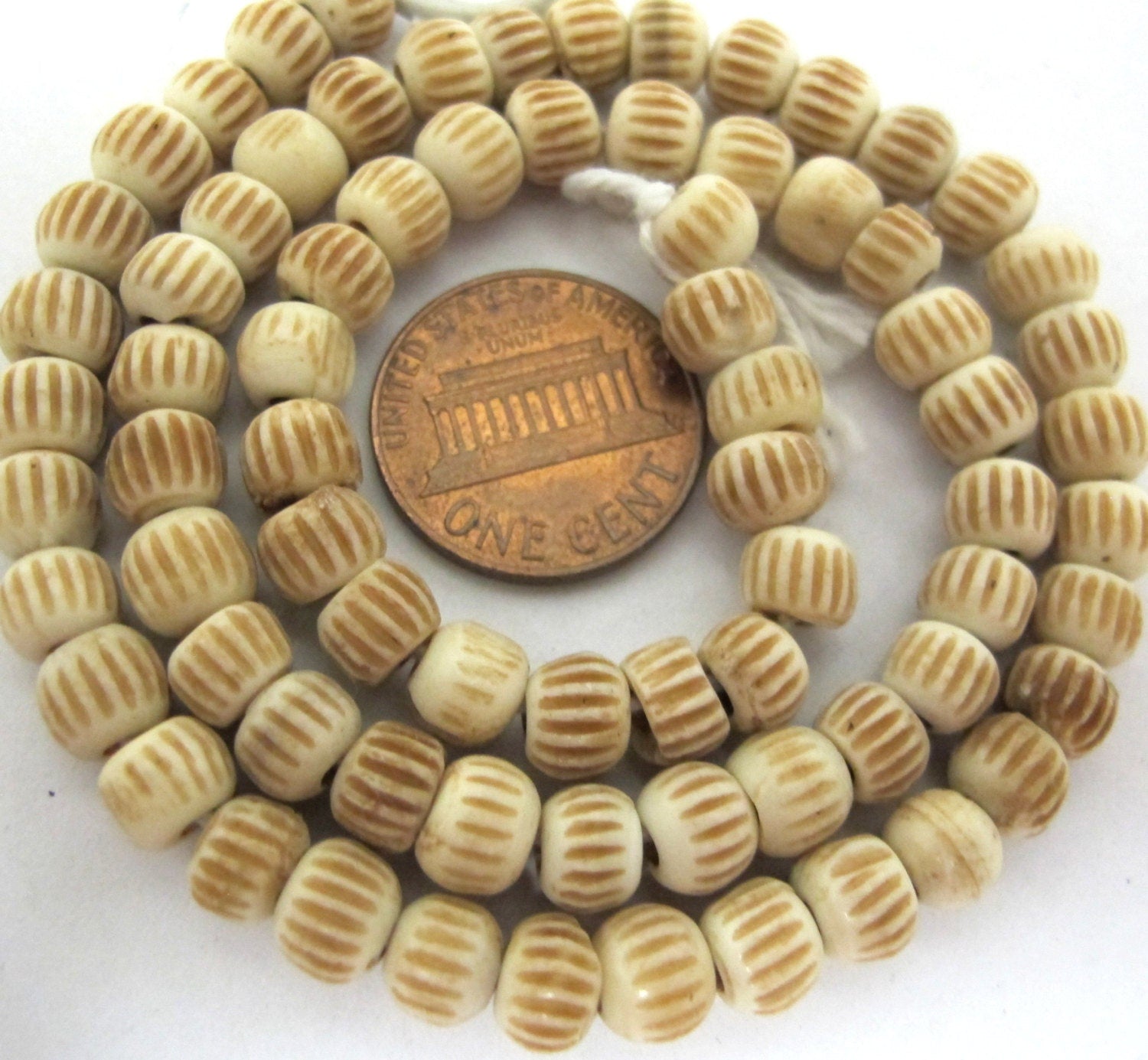 1 Full strand bone beads - 15 inches Ethnic nepalese cream color rondelle recycled cattle bone beads - BD808B