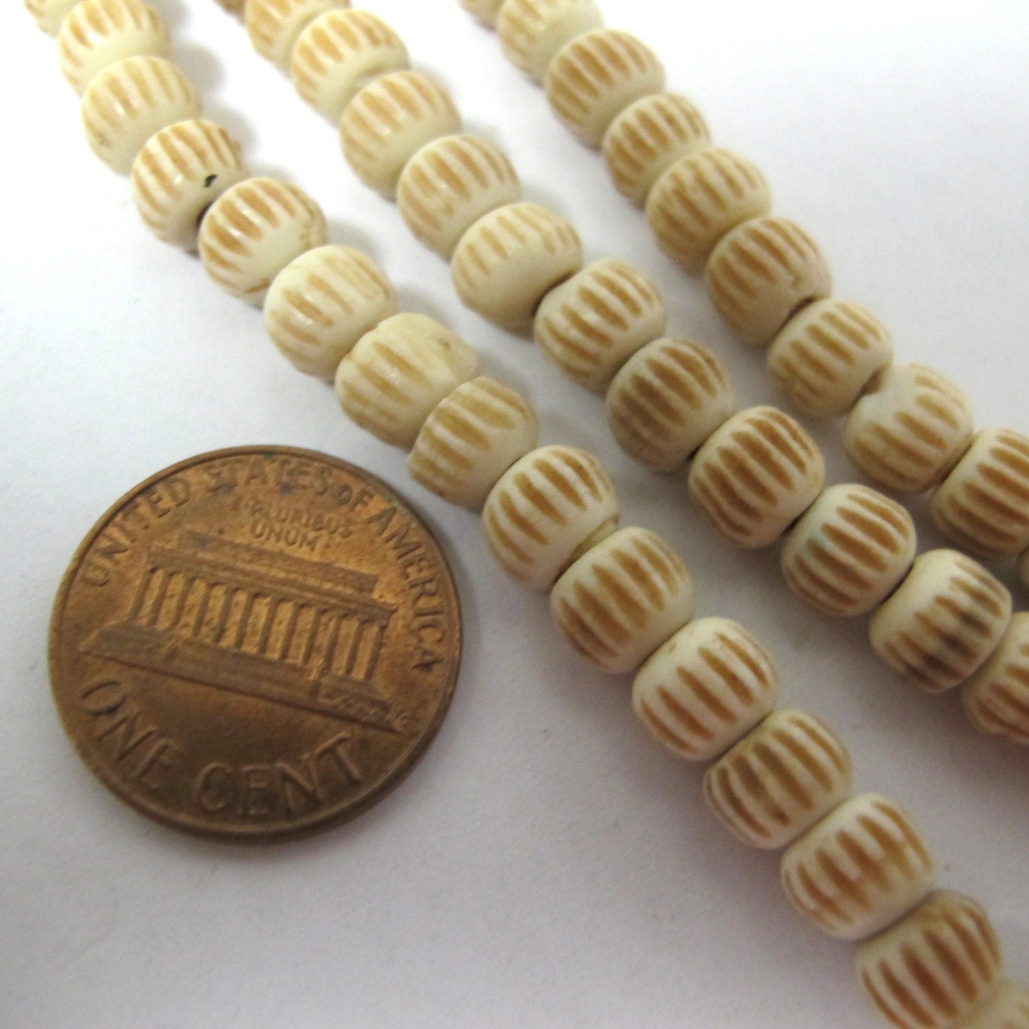 1 Full strand bone beads - 15 inches Ethnic nepalese ivory color rondelle bone beads - BD808B