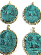 1 Pendant - Oval shape Tibetan Green Manjushri pendant from Nepal - PS009