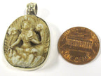 1 Pendant - Oval shape Tibetan white Tara pendant from Nepal - PS013