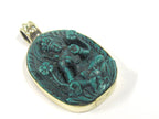 1 Pendant - Oval shape Tibetan Green Tara pendant from Nepal - PS014