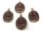 1 Pendant - Oval shape Tibetan red Tara pendant from Nepal - PS015
