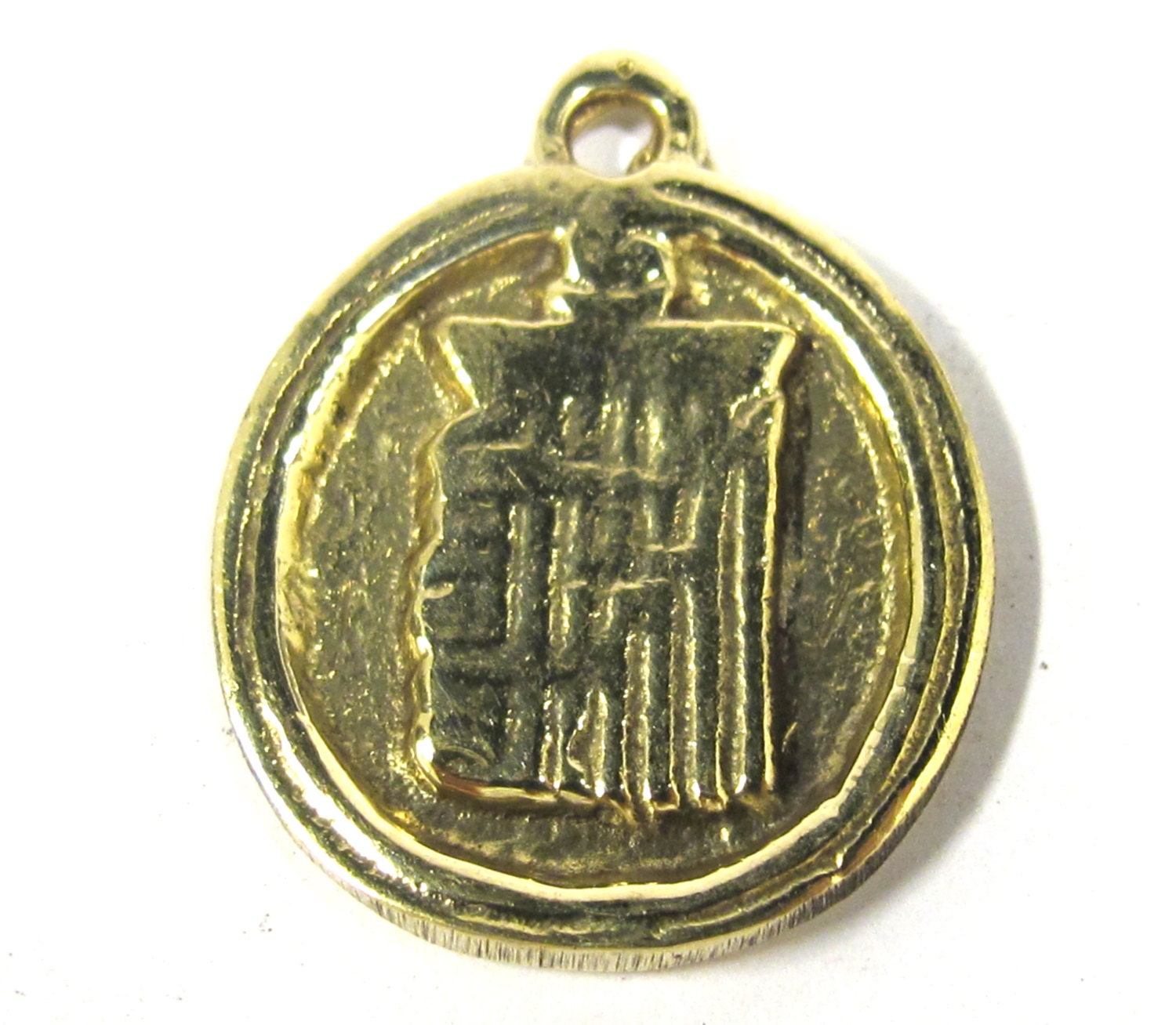 1 Pendant - Buddhist kalachakra mantra brass pendant from Nepal - CP097