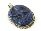 1 Pendant - Oval shape Tibetan blue Manjushri pendant from Nepal - PS010