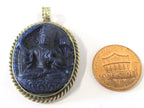 1 Pendant - Oval shape Tibetan blue Manjushri pendant from Nepal - PS010