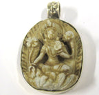 1 Pendant - Oval shape Tibetan white Tara pendant from Nepal - PS013