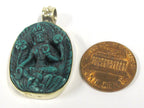 1 Pendant - Oval shape Tibetan Green Tara pendant from Nepal - PS014