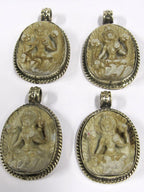 1 Pendant - Oval shape Tibetan white color Tara pendant from Nepal - PS016