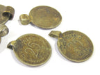 2 pieces - Imperfect bail vintage rustic old coin pendant charms - BD302A