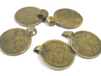 2 pieces - Imperfect bail vintage rustic old coin pendant charms - BD302A