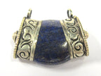 1 Pendant - Ethnic Tibetan silver double bail himalayan Lapis gemstone pendant - PM392