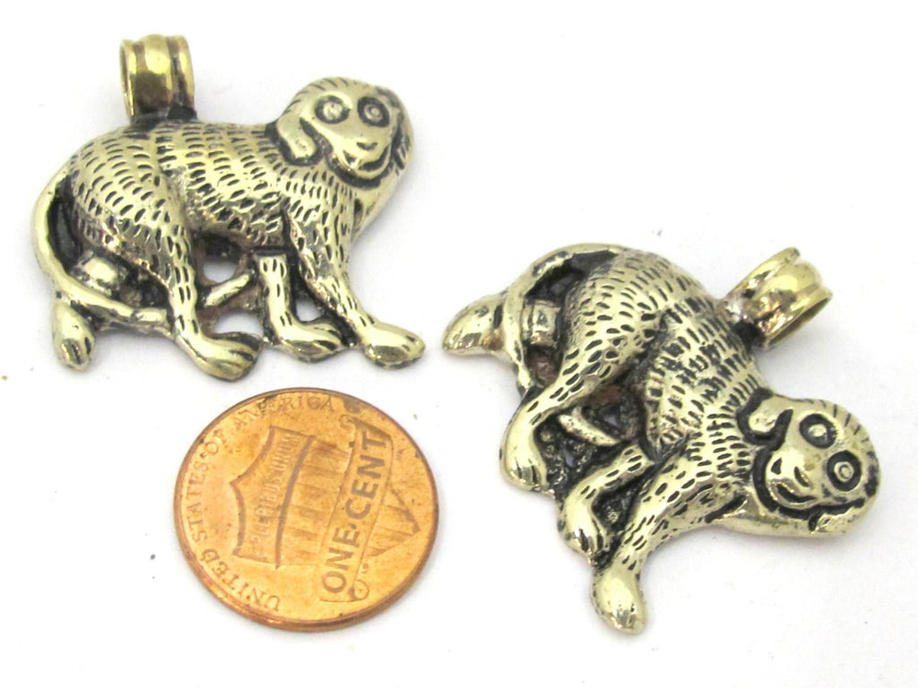 1 Pendant - Tibetan silver repousse carved monkey pendant from Nepal - PM254G