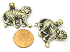 1 Pendant - Tibetan silver repousse carved monkey pendant from Nepal - PM254G
