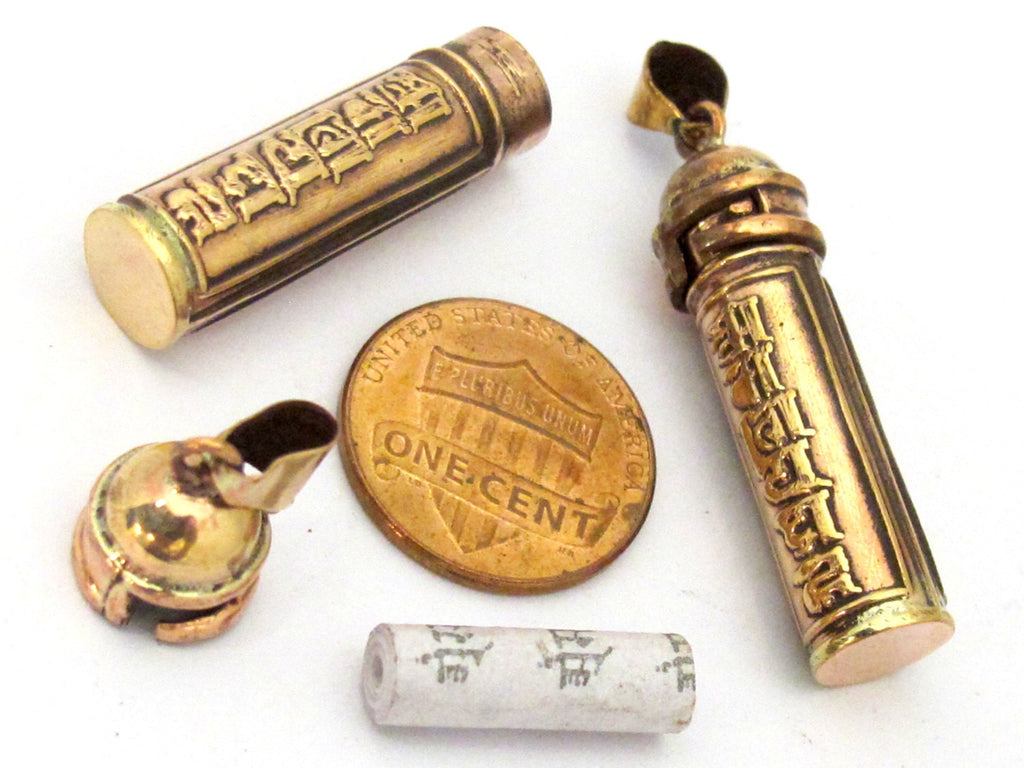 1 Pendant - Tibetan om mantra copper plated small size ghau bottle amulet prayer box pendant from Nepal - PM403