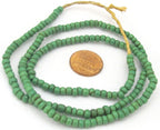 1 FULL STRAND 23 inches - Ghana green color african glass beads - 155 plus beads - AB035