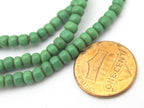 1 FULL STRAND 23 inches - Ghana green color african glass beads - 155 plus beads - AB035