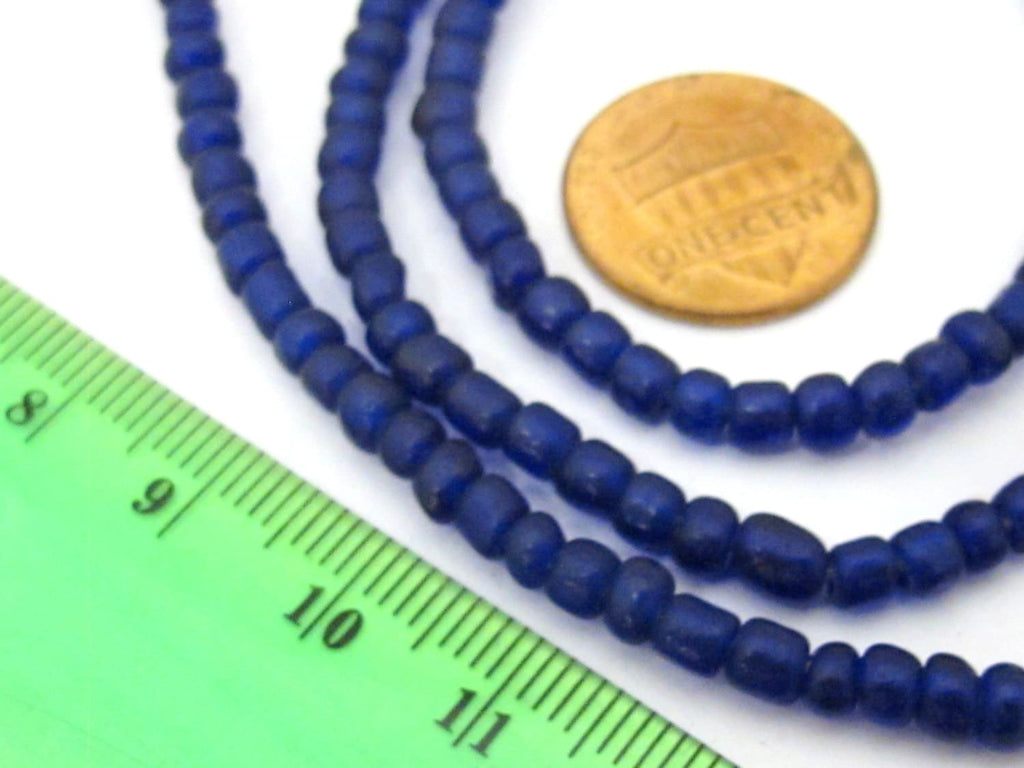 1 FULL STRAND 23 inches - Ghana dark blue color african glass beads - 155 plus beads - AB036