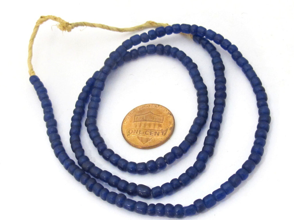 1 FULL STRAND 23 inches - Ghana dark blue color african glass beads - 155 plus beads - AB036