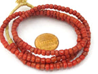 1 FULL STRAND 23 inches - Ghana red color african glass beads - 155 plus beads - AB037
