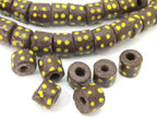 10 BEADS - African krobo ghana glass beads chocolate brown color 10 mm - AB039