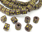 10 BEADS - African krobo ghana glass beads chocolate brown color 10 mm - AB039