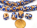 6 Beads - Thick African animal skin design Krobo ghana glass beads - AB040