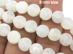20 beads for mala jewelry making - White frosted agate gemstone beads 8 mm - GM380