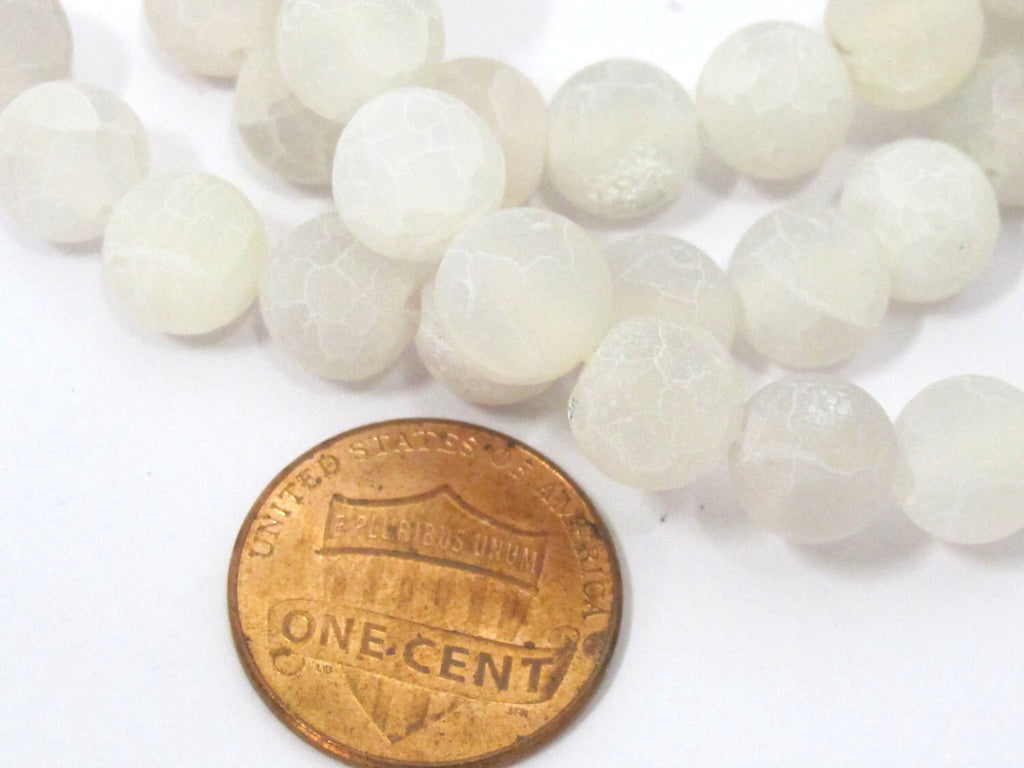 20 beads for mala jewelry making - White frosted agate gemstone beads 8 mm - GM380