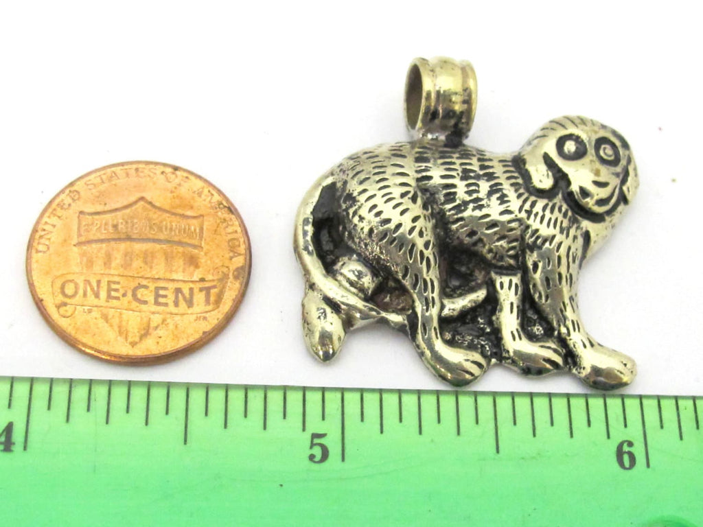 1 Pendant - Tibetan silver repousse carved monkey pendant from Nepal - PM254G