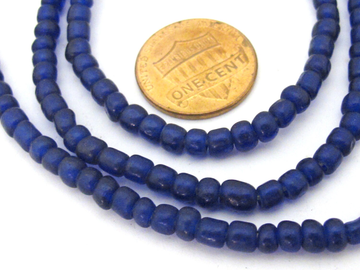 1 FULL STRAND 23 inches - Ghana dark blue color african glass beads - 155 plus beads - AB036