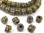 10 BEADS - African krobo ghana glass beads chocolate brown color 10 mm - AB039