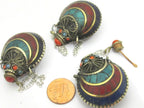 1 Pendant - Tibetan Om mantra snuff bottle brass pendant with turquoise coral inlay - PM413A