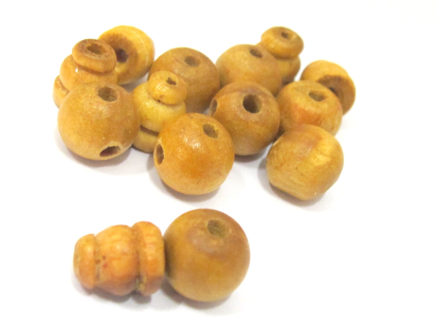 3 sets - 10 mm Tibetan natural wood 3 hole Guru bead with carved cone shape column bead - GB034