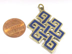 Tibetan endless knot symbol pendant with lapis inlay from Nepal - PM416-CBA3