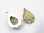 1 Pc - Small petite size Natural Fossil Coral drop charm pendant encased in Sterling silver stamped - PM417A