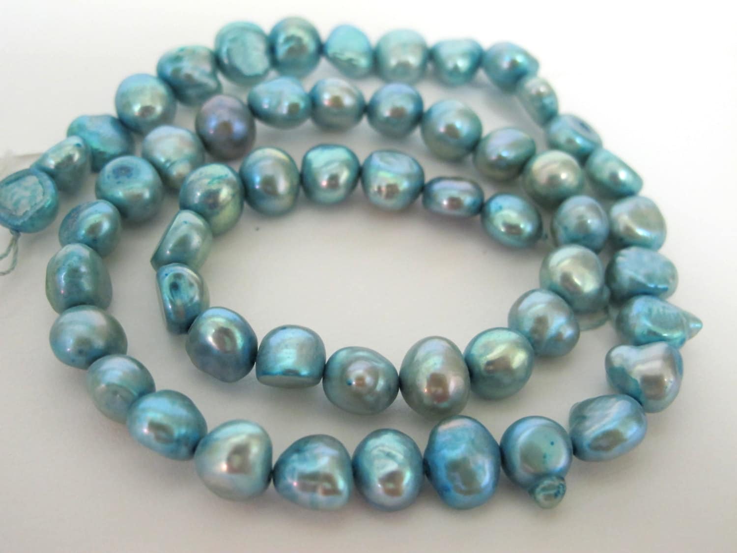 1 Full strand - Blue freshwater cultured pearl beads 15 inches strand - PL029