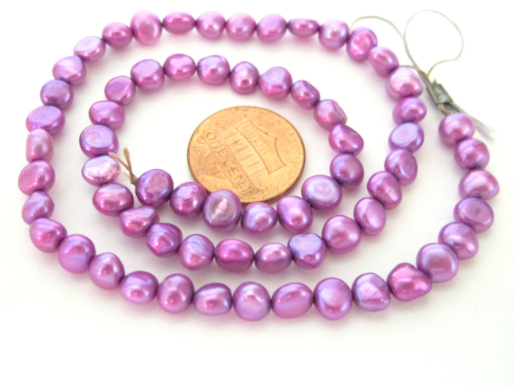 1 Full strand - Purple violet freshwater cultured pearl beads 15 inches strand - PL030